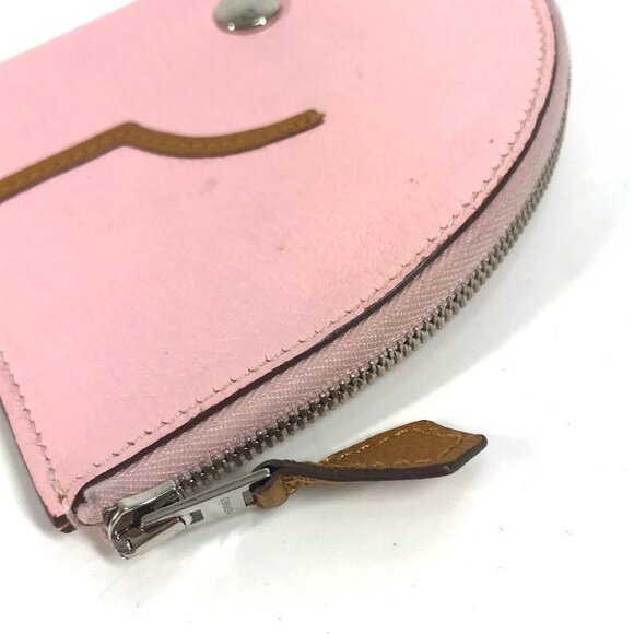 HERMES Horse Cheval Paddock Wallet Coin Compartment coin purse Chevre pink - Picture 10 of 11